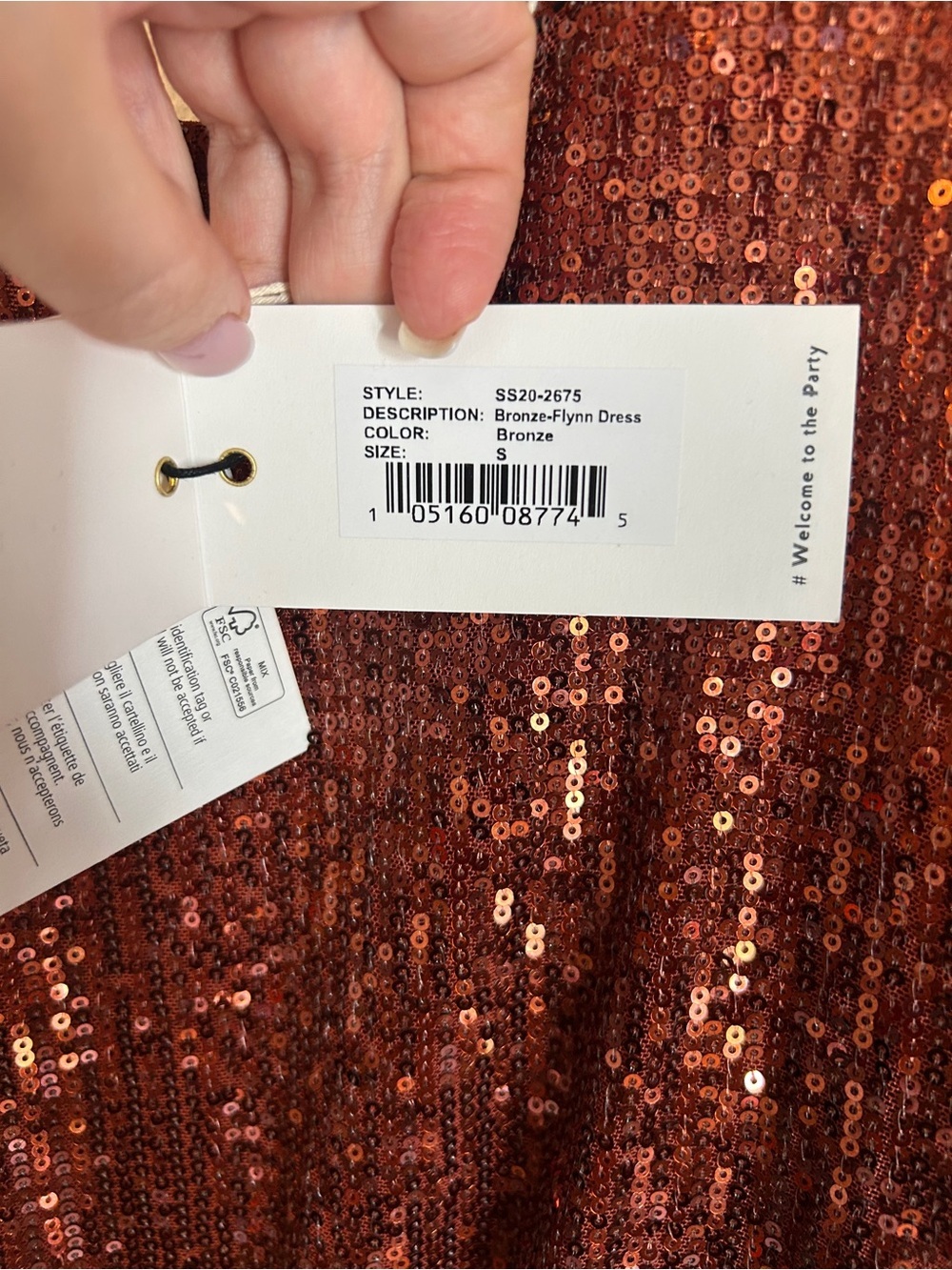 Retrofete Flynn Ruched Sequin mini Dress in Copper - Picture 6 of 7